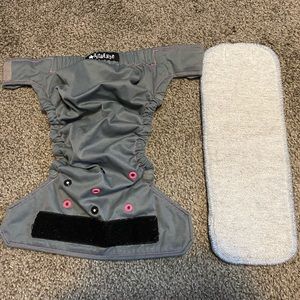 RagaBabe reusable cloth diaper & hemp cotton insert gray with pink black size 2